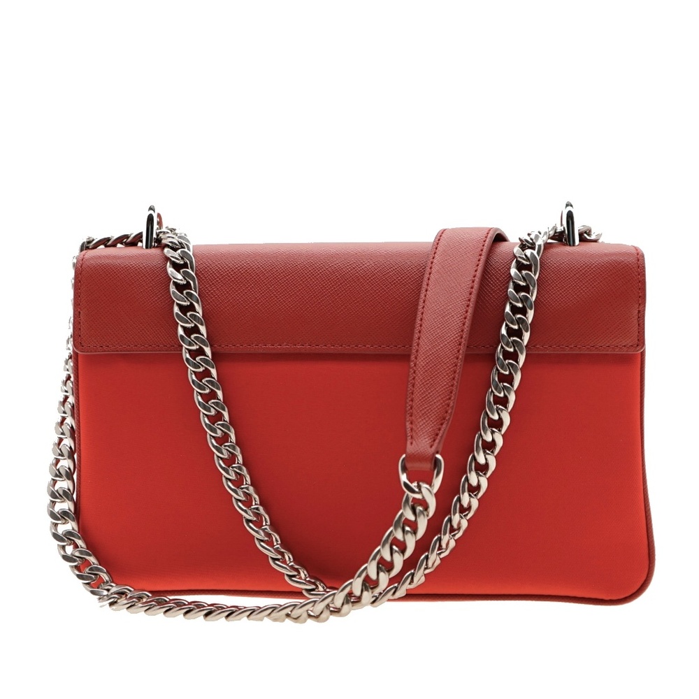 Prada Chain Crossbody Shoulder Bag Red Saffiano Nylon New - Picture 3 of 7